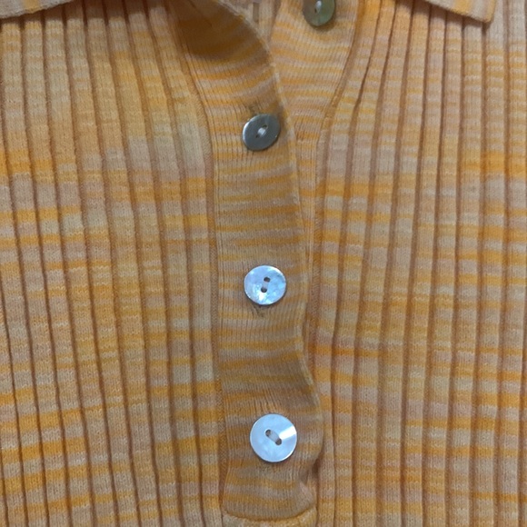 L SPACE ribbed collared short sleeve molly top apricot size small - Picture 6 of 9
